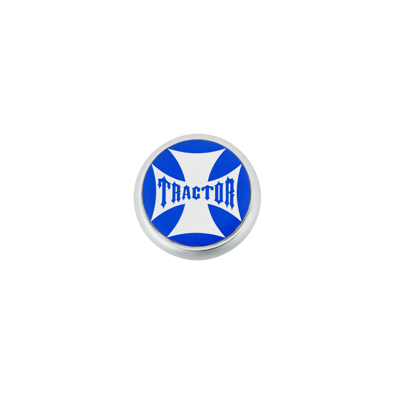 United Pacific "Tractor" Deluxe Air Valve Knob Blue Maltese Cross Sticker 23167