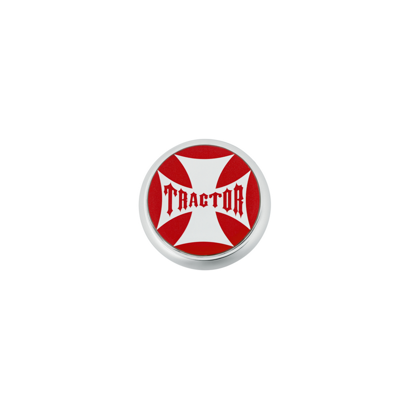 United Pacific "Tractor" Deluxe Air Valve Knob Red Maltese Cross Sticker 23170