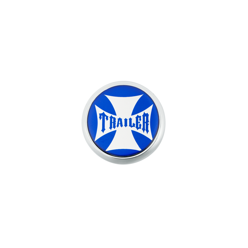 United Pacific "Trailer" Deluxe Air Valve Knob Blue Maltese Cross Sticker 23173