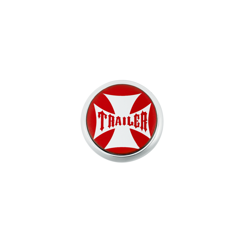 United Pacific "Trailer" Deluxe Air Valve Knob Red Maltese Cross Sticker 23176