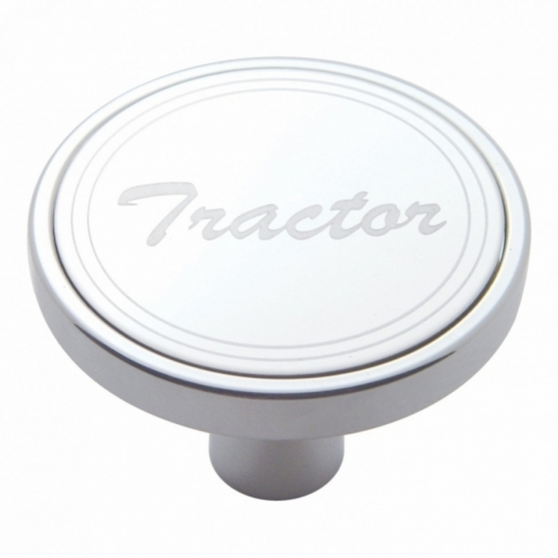 United Pacific "Tractor" Short Air Valve Knob Stainless Plaque With Cursive Script 23181