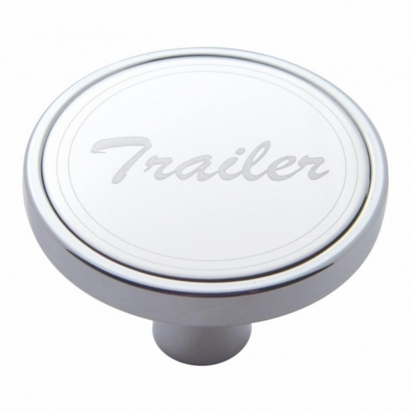 United Pacific "Trailer" Short Air Valve Knob Stainless Plaque With Cursive Script 23182