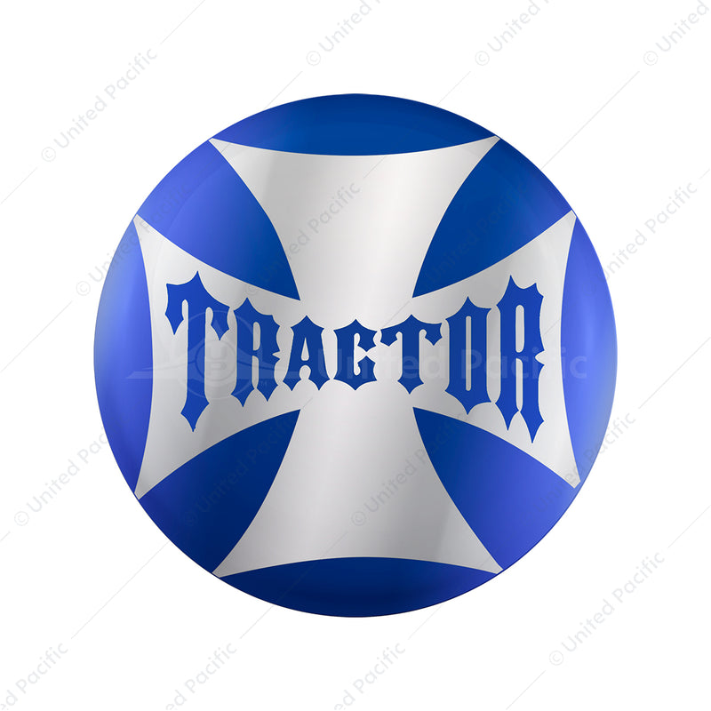 United Pacific "Tractor" Maltese Cross Air Valve Knob Candy Color Sticker -Indigo Blue 23222-2B