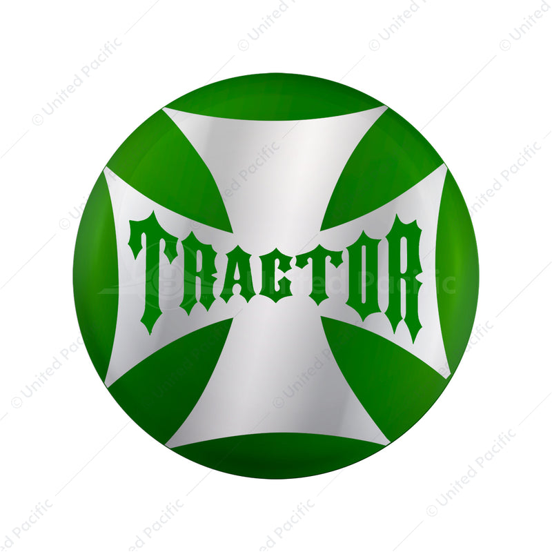 United Pacific "Tractor" Maltese Cross Air Valve Knob Candy Color Sticker - Emerald Green 23222-2G