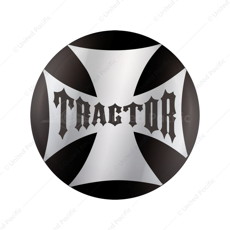 United Pacific "Tractor" Maltese Cross Air Valve Knob Candy Color Sticker - Glossy Black 23222-2K