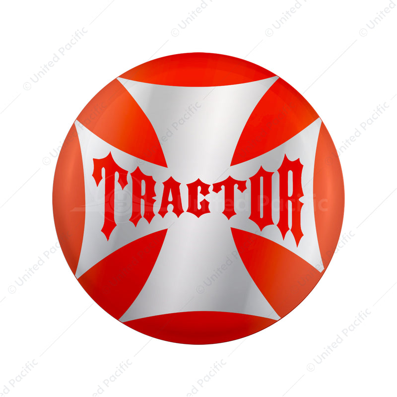 United Pacific "Tractor" Maltese Cross Air Valve Knob Candy Color Sticker - Cadmium Orange 23222-2O
