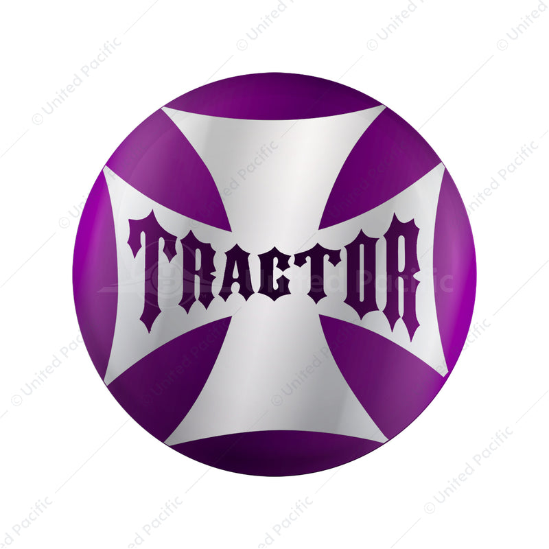 United Pacific "Tractor" Maltese Cross Air Valve Knob Candy Color Sticker - Candy Purple 23222-2P