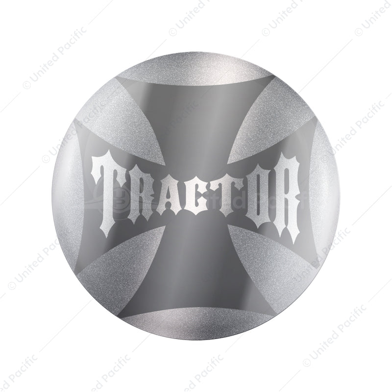 United Pacific "Tractor" Maltese Cross Air Valve Knob Candy Color Sticker - Liquid Silver 23222-2S