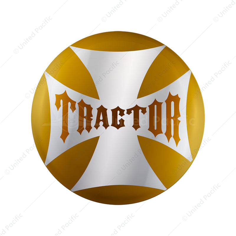 United Pacific "Tractor" Maltese Cross Air Valve Knob Candy Color Sticker - Electric Yellow 23222-2Y