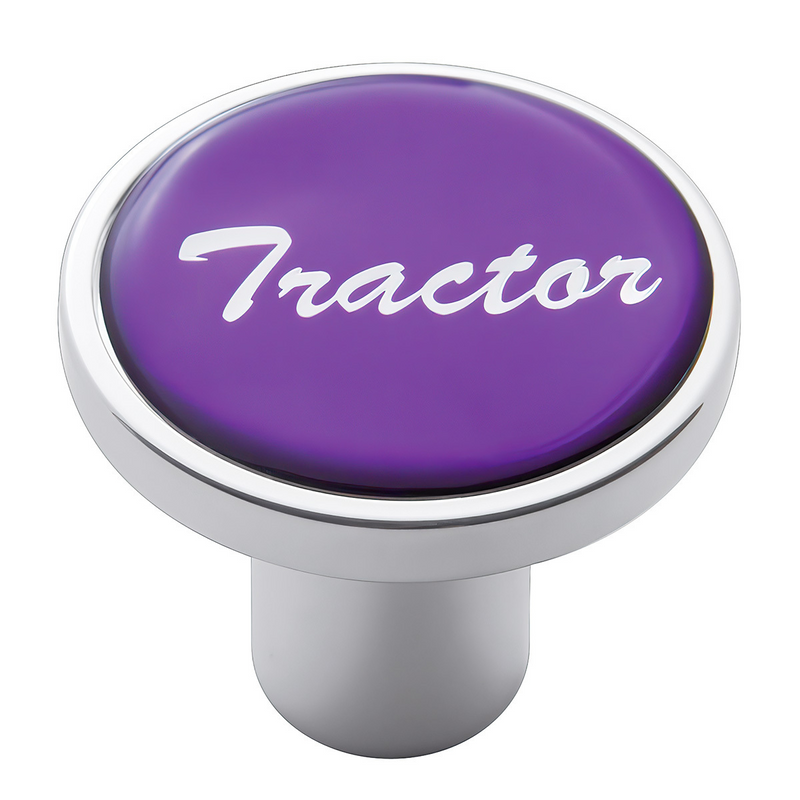 United Pacific Aluminum Screw-On Air Valve Knob With Glossy Tractor Script Sticker Purple Sticker 23225