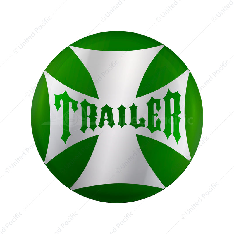 United Pacific "Trailer" Maltese Cross Air Valve Knob Candy Color Sticker Only- Emerald Green 23229-2G