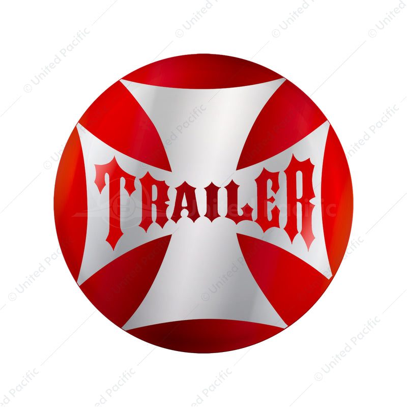 United Pacific "Trailer" Maltese Cross Air Valve Knob Candy Color Sticker Only - Candy Red 23229-2R