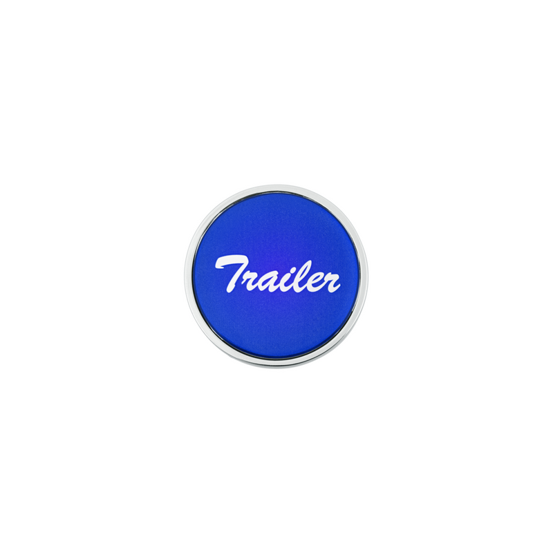 United Pacific Aluminum Screw-On Air Valve Knob With Glossy Trailer Script Sticker Blue Sticker 23230