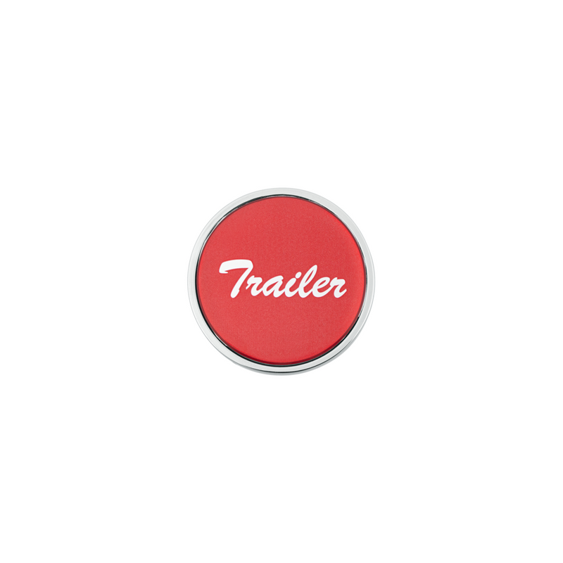 United Pacific Aluminum Screw-On Air Valve Knob With Glossy Trailer Script Sticker Red Sticker 23233