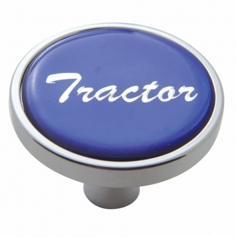 United Pacific "Tractor" Short Air Valve Knob Blue Glossy Sticker 23289