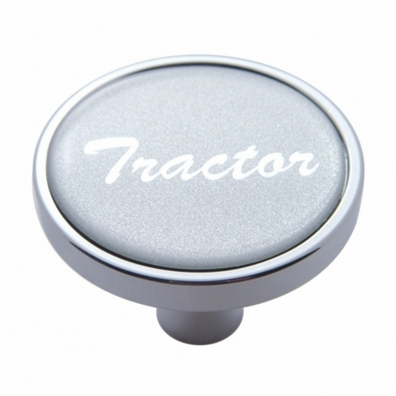 United Pacific "Tractor" Short Air Valve Knob Silver Glossy Sticker 23293
