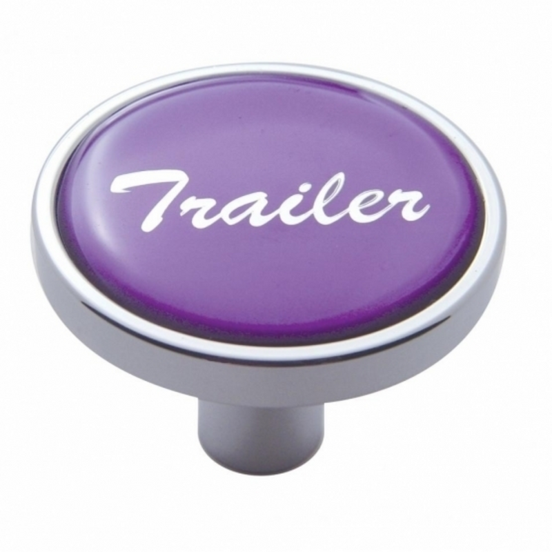 United Pacific "Trailer" Short Air Valve Knob Purple Glossy Sticker 23299