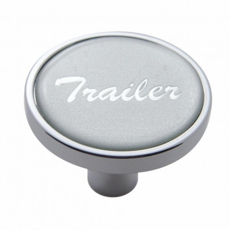 United Pacific "Trailer" Short Air Valve Knob Silver Glossy Sticker 23301