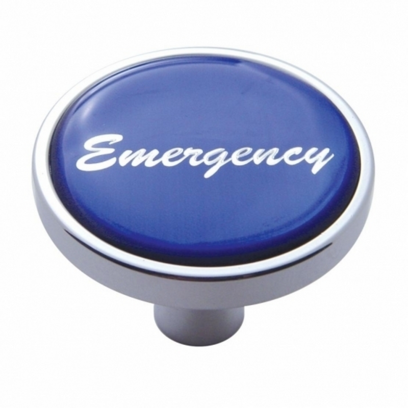 United Pacific "Emergency" Short Air Valve Knob Blue Glossy Sticker 23305