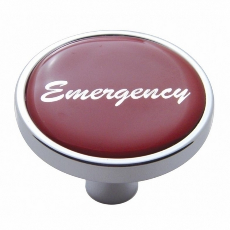 United Pacific "Emergency" Short Air Valve Knob Red Glossy Sticker 23308