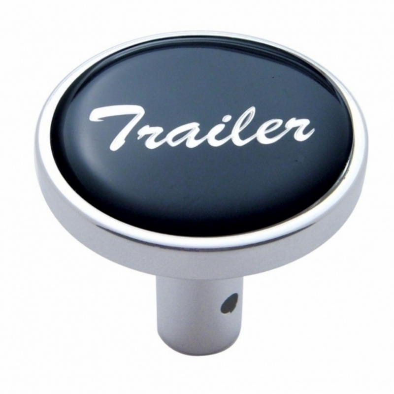 United Pacific "Trailer" Long Air Valve Knob Black Glossy Sticker 23342