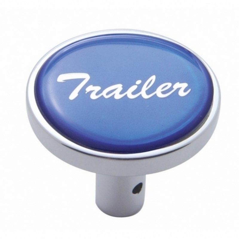 United Pacific "Trailer" Long Air Valve Knob Blue Glossy Sticker 23343