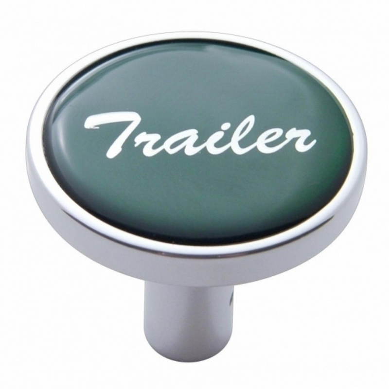 United Pacific "Trailer" Long Air Valve Knob Green Glossy Sticker 23344