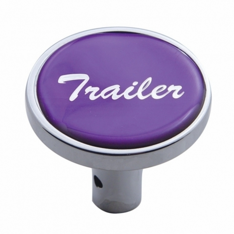 United Pacific "Trailer" Long Air Valve Knob Purple Glossy Sticker 23345