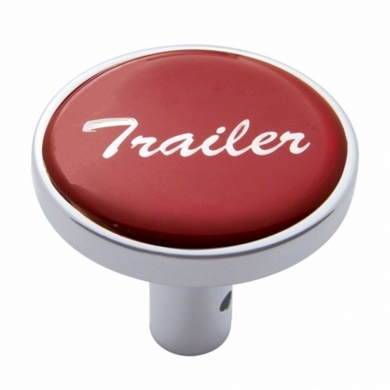 United Pacific "Trailer" Long Air Valve Knob Red Glossy Sticker 23346