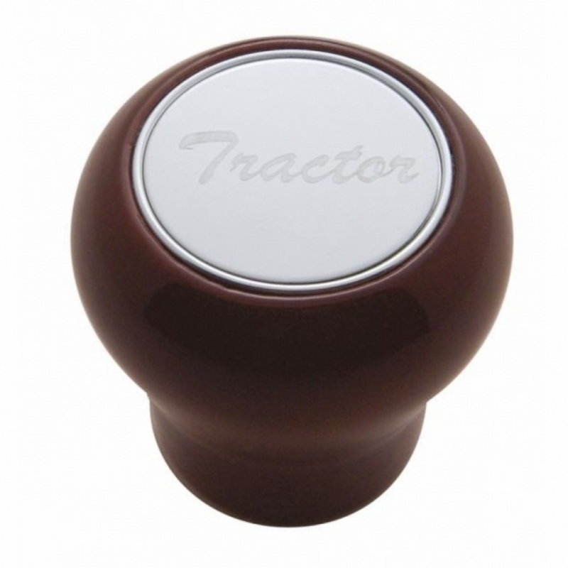 United Pacific "Tractor" Wood Air Valve Knob Stainless Plaque 23358