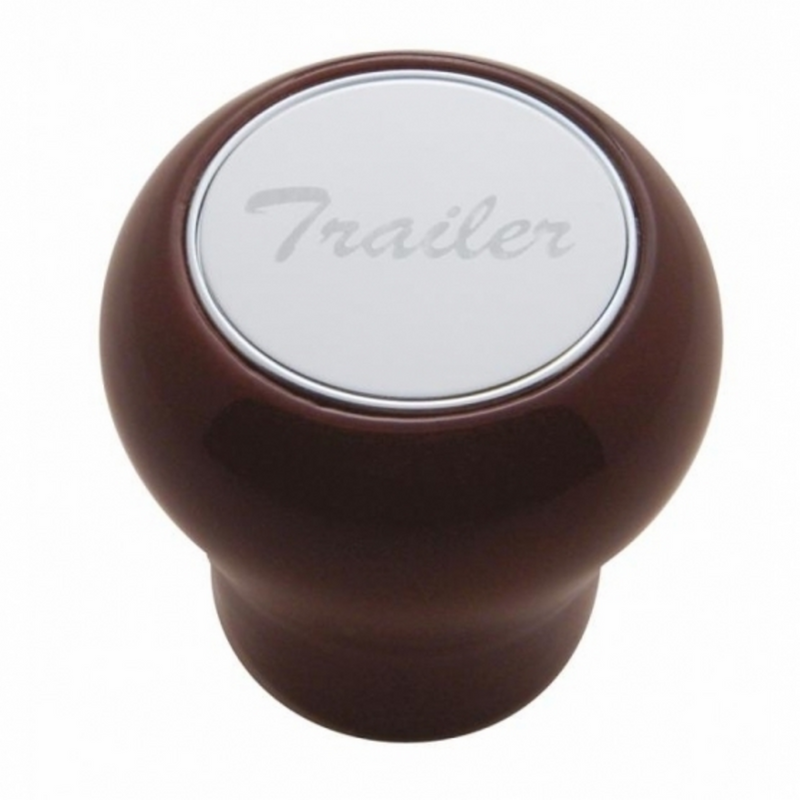 United Pacific "Trailer" Wood Air Valve Knob Stainless Plaque 23359