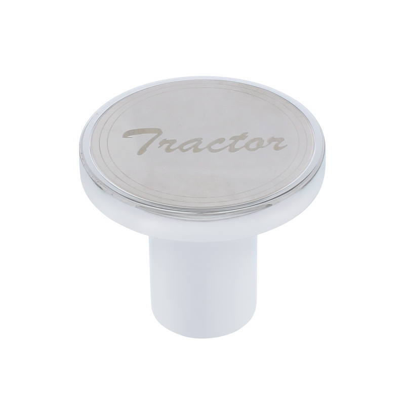 United Pacific Aluminum Screw-On Air Valve Knob With Stainless Tractor Plaque Chrome 23364