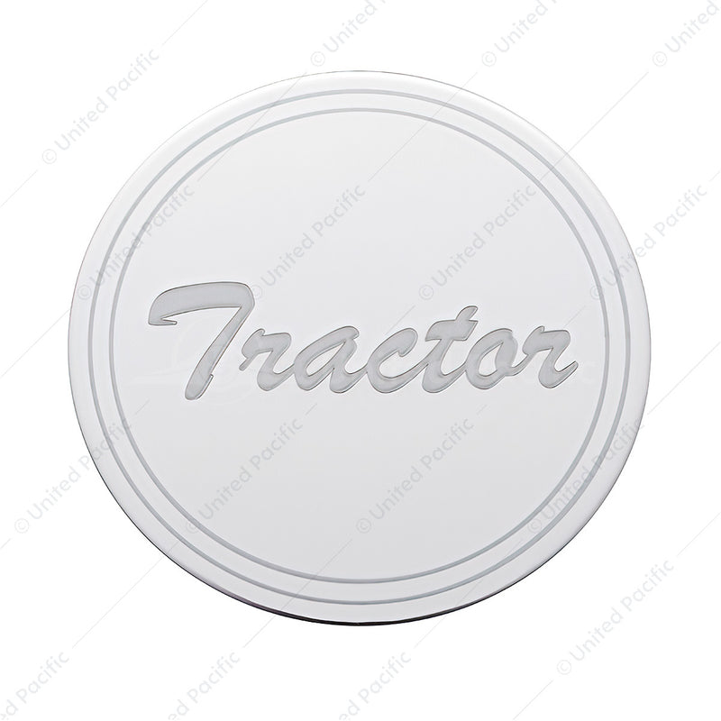 United Pacific "Tractor" Stainless Air Valve Knob Plaque Only - Cursive Script 23364-1