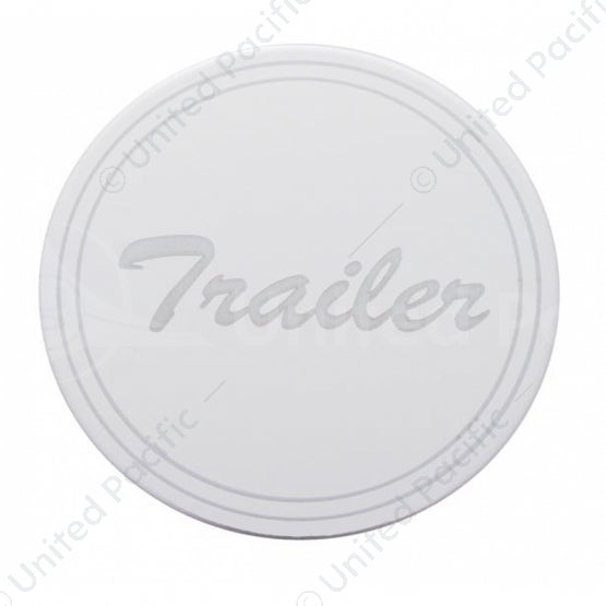 United Pacific "Trailer" Stainless Air Valve Knob Plaque Only - Cursive Script 23364-2