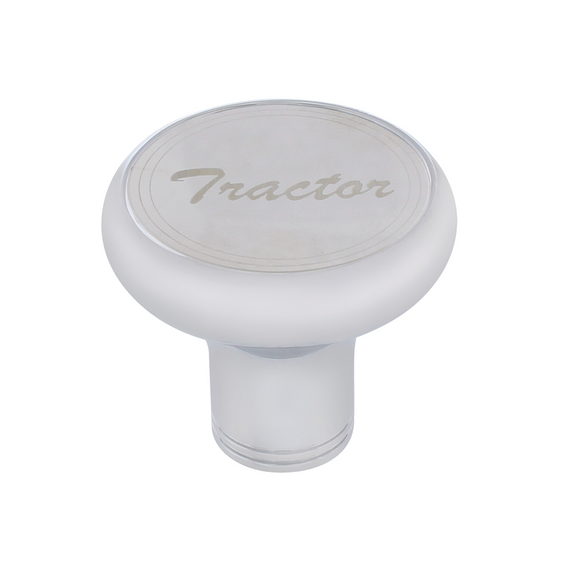 United Pacific "Tractor" Deluxe Air Valve Knob Stainless Plaque With Cursive Script 23386