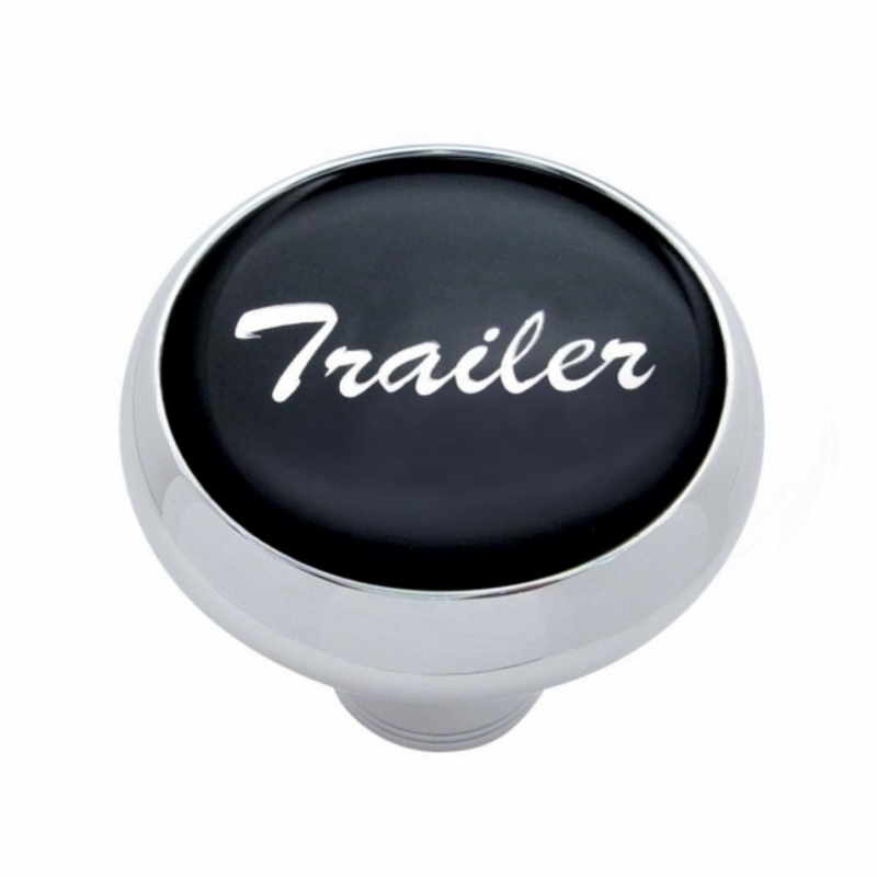 United Pacific "Trailer" Deluxe Air Valve Knob Black Glossy Sticker 23406