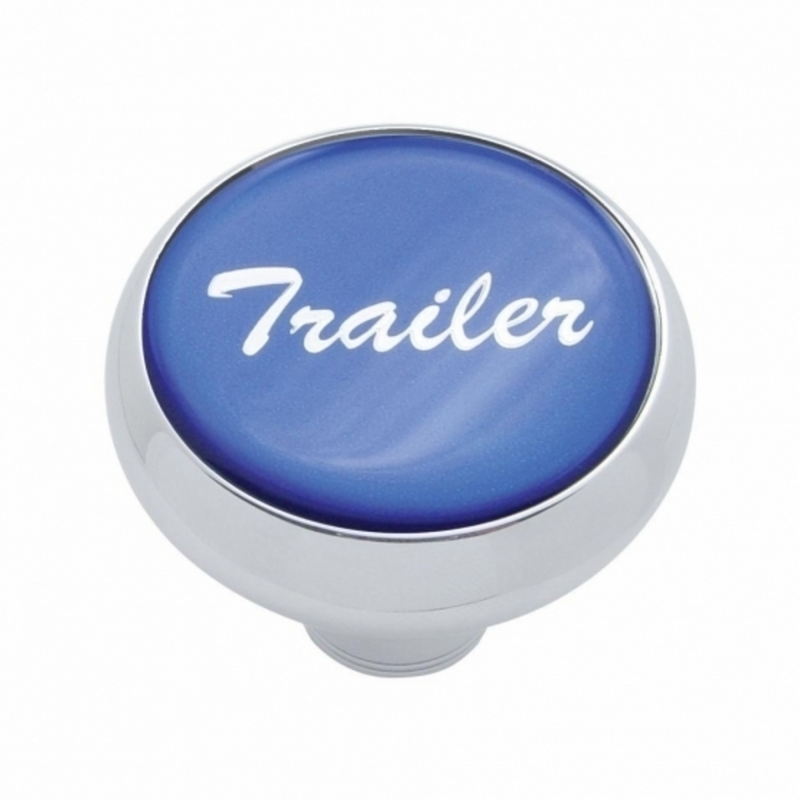 United Pacific "Trailer" Deluxe Air Valve Knob Blue Glossy Sticker 23407