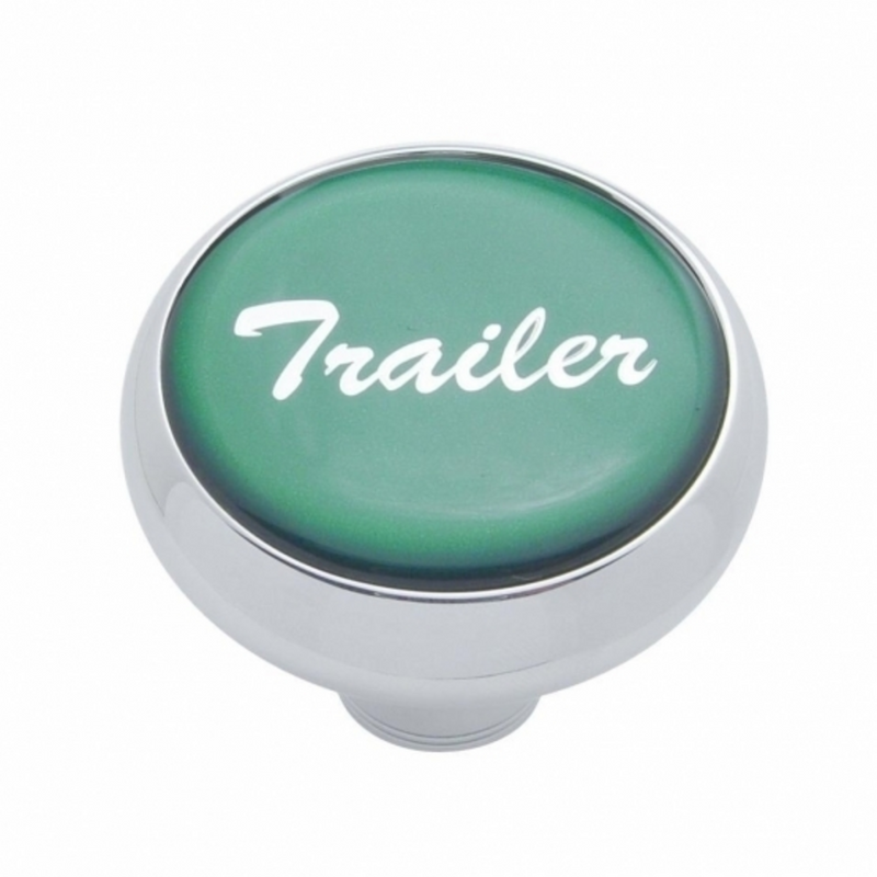 United Pacific "Trailer" Deluxe Air Valve Knob Green Glossy Sticker 23408