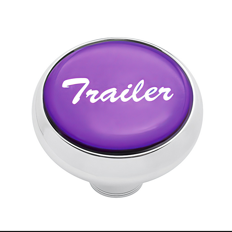 United Pacific "Trailer" Deluxe Air Valve Knob Purple Glossy Sticker 23409