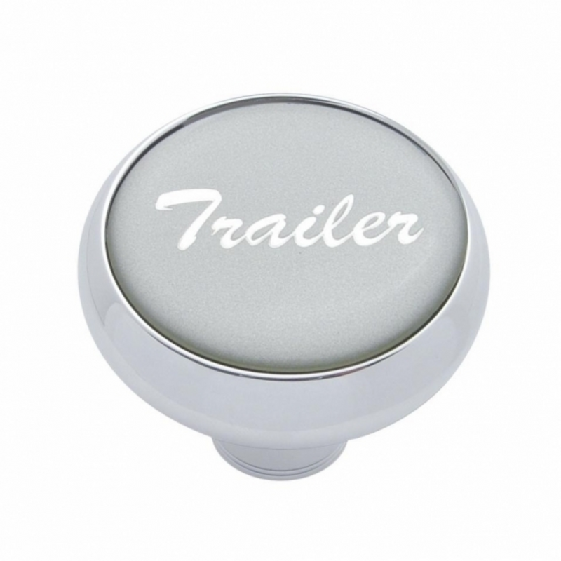 United Pacific "Trailer" Deluxe Air Valve Knob Silver Glossy Sticker 23411