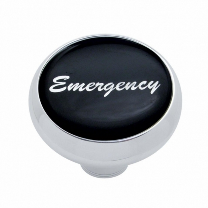 United Pacific "Emergency" Deluxe Air Valve Knob Black Glossy Sticker 23412