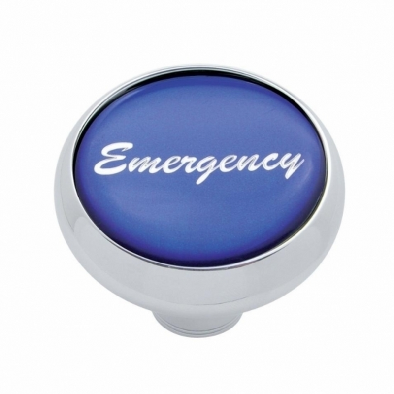 United Pacific "Emergency" Deluxe Air Valve Knob Blue Glossy Sticker 23413