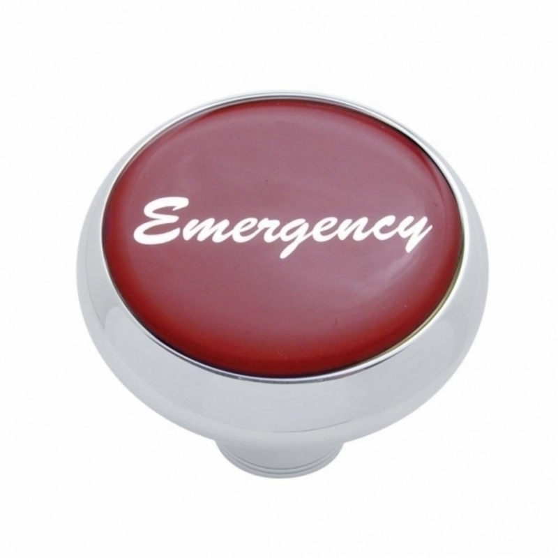 United Pacific "Emergency" Deluxe Air Valve Knob Red Glossy Sticker 23416