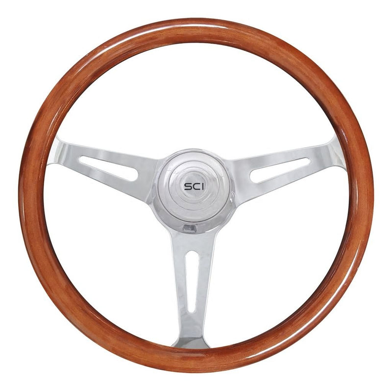 Steering Creations "Dart" Mahogany Rim - 18", 3 Spoke Steering Wheel