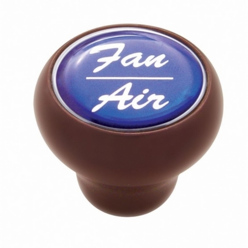 United Pacific "Fan/Air" Wood Deluxe Dash Knob Blue Glossy Sticker 23537