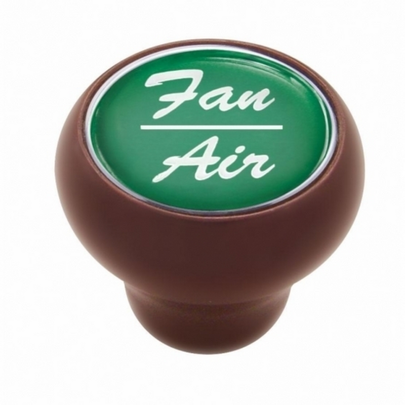 United Pacific "Fan/Air" Wood Deluxe Dash Knob Green Glossy Sticker 23538
