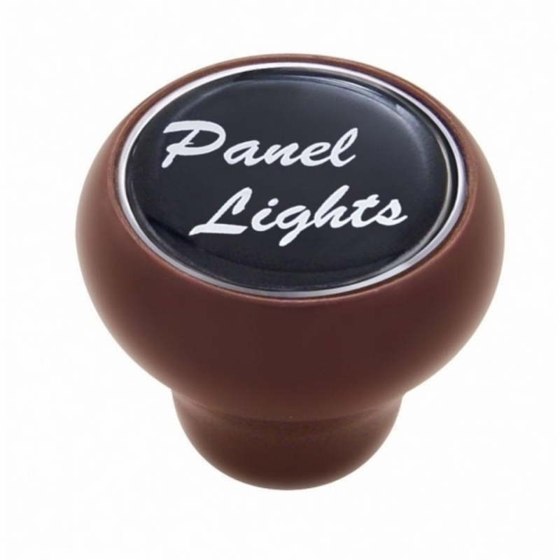 United Pacific "Panel Lights" Wood Deluxe Dash Knob Black Glossy Sticker 23542
