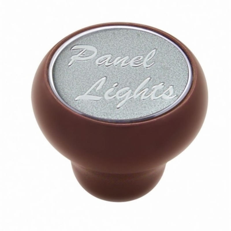United Pacific "Panel Lights" Wood Deluxe Dash Knob Silver Glossy Sticker 23547