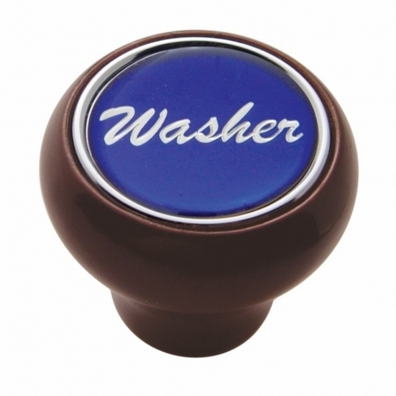 United Pacific "Washer" Wood Deluxe Dash Knob Blue Glossy Sticker 23549