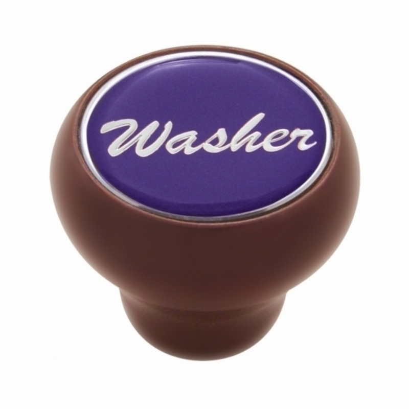 United Pacific "Washer" Wood Deluxe Dash Knob Purple Glossy Sticker 23551